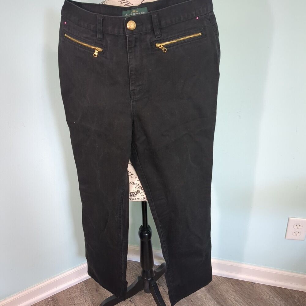 Lauren Ralph Lauren Pants Womens 12 Black Quiet Luxury Zipper Pockets Straight